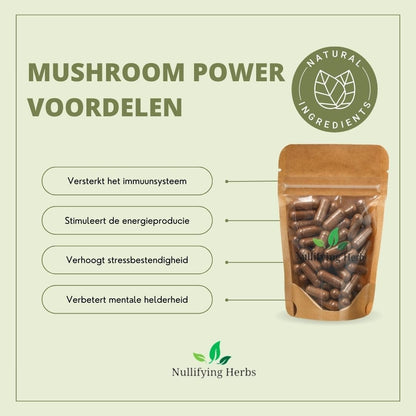 Mushroom Power - Mix van Adaptogene Paddenstoelen - Nullifying Herbs